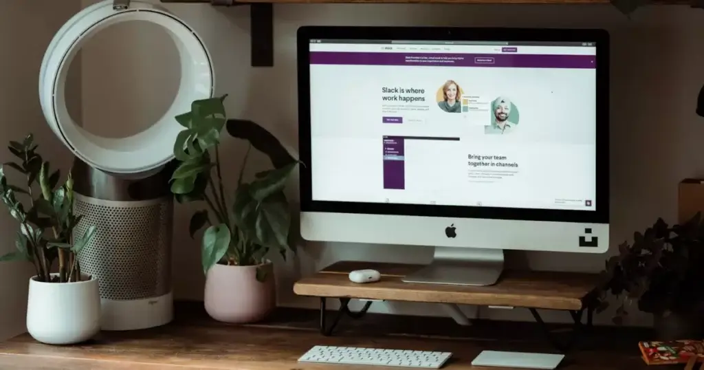 Slack homepage running on an iMac.