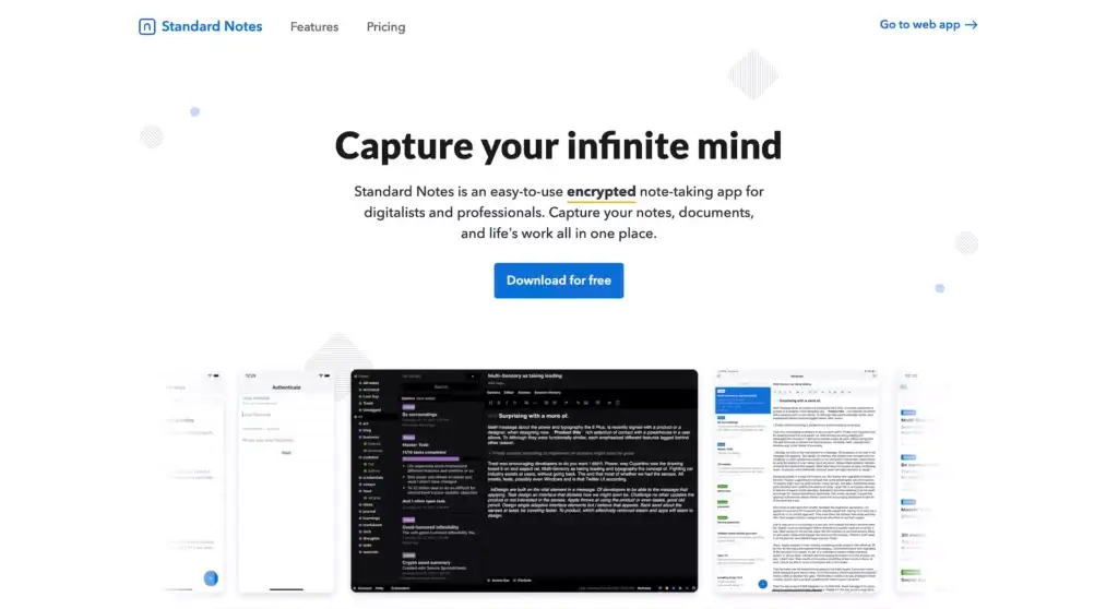 Standard Notes user interface.
