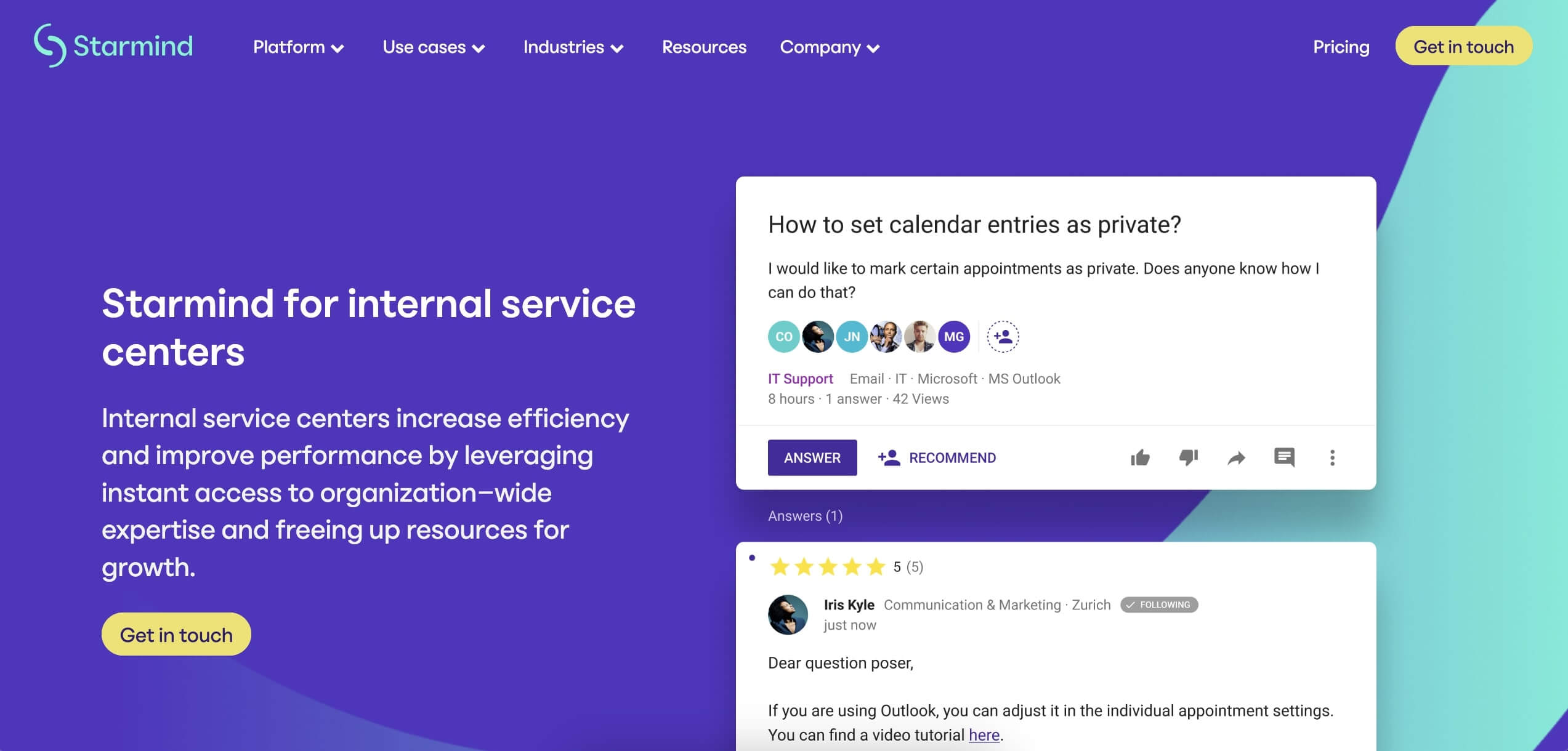 Starmind user interface.