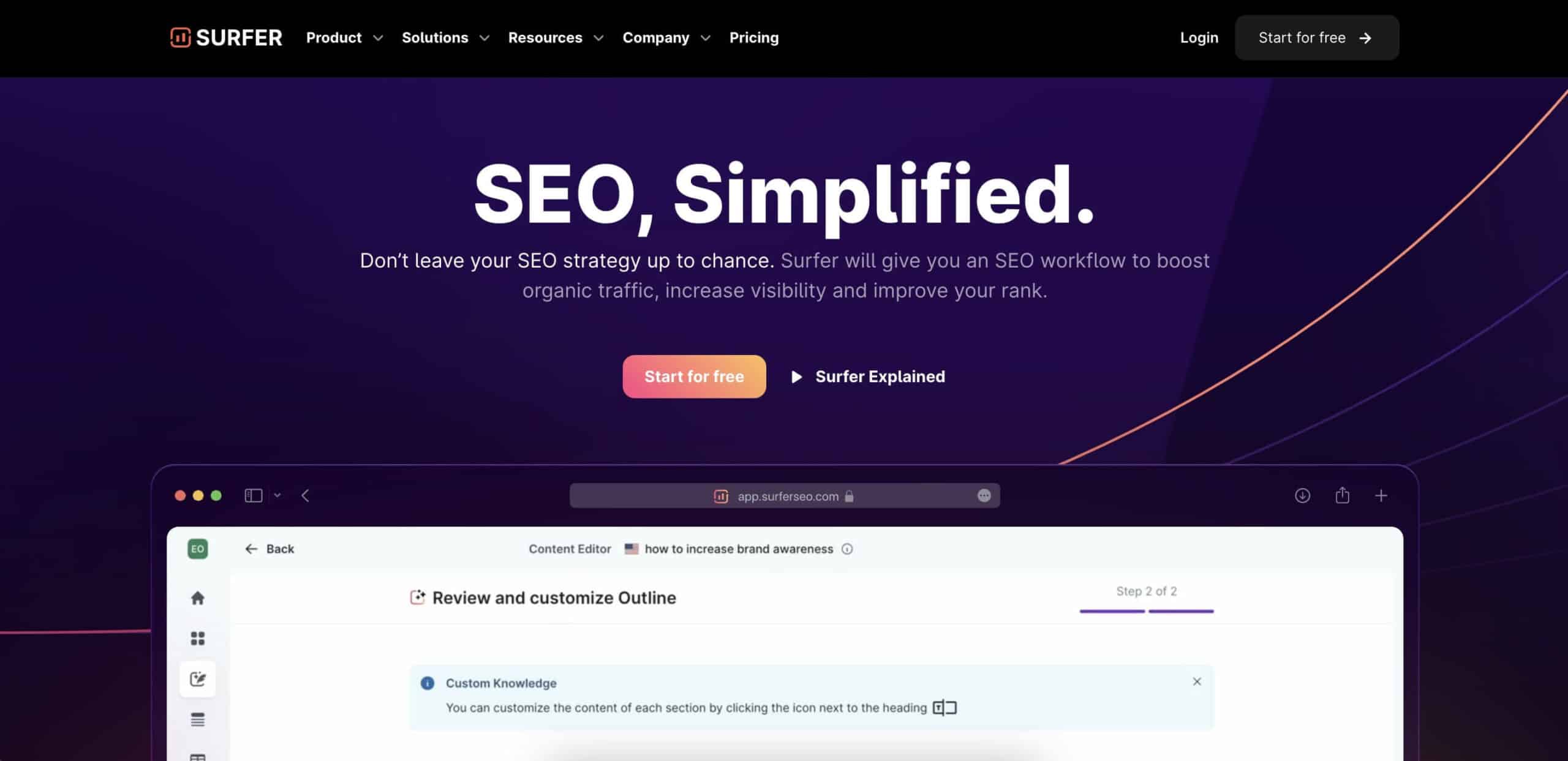 SurferSEO user interface.