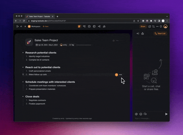 Taskade AI Chat conversation.