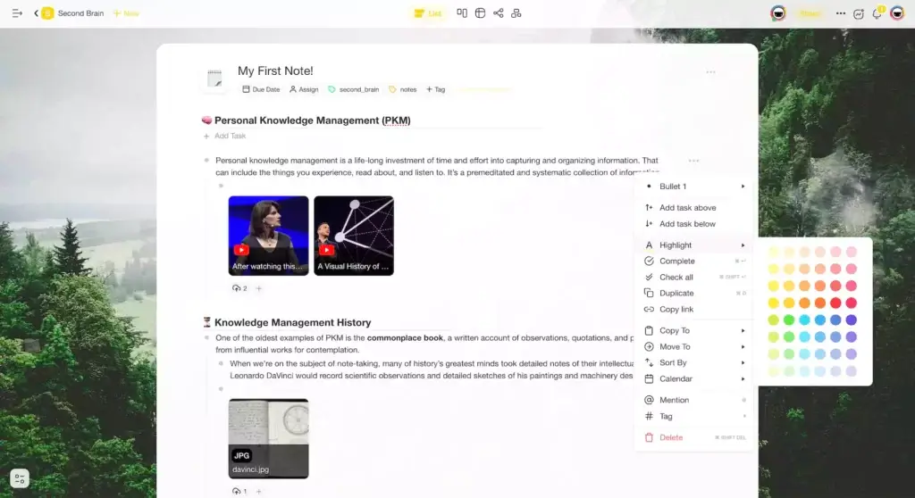 Taskade Project view.