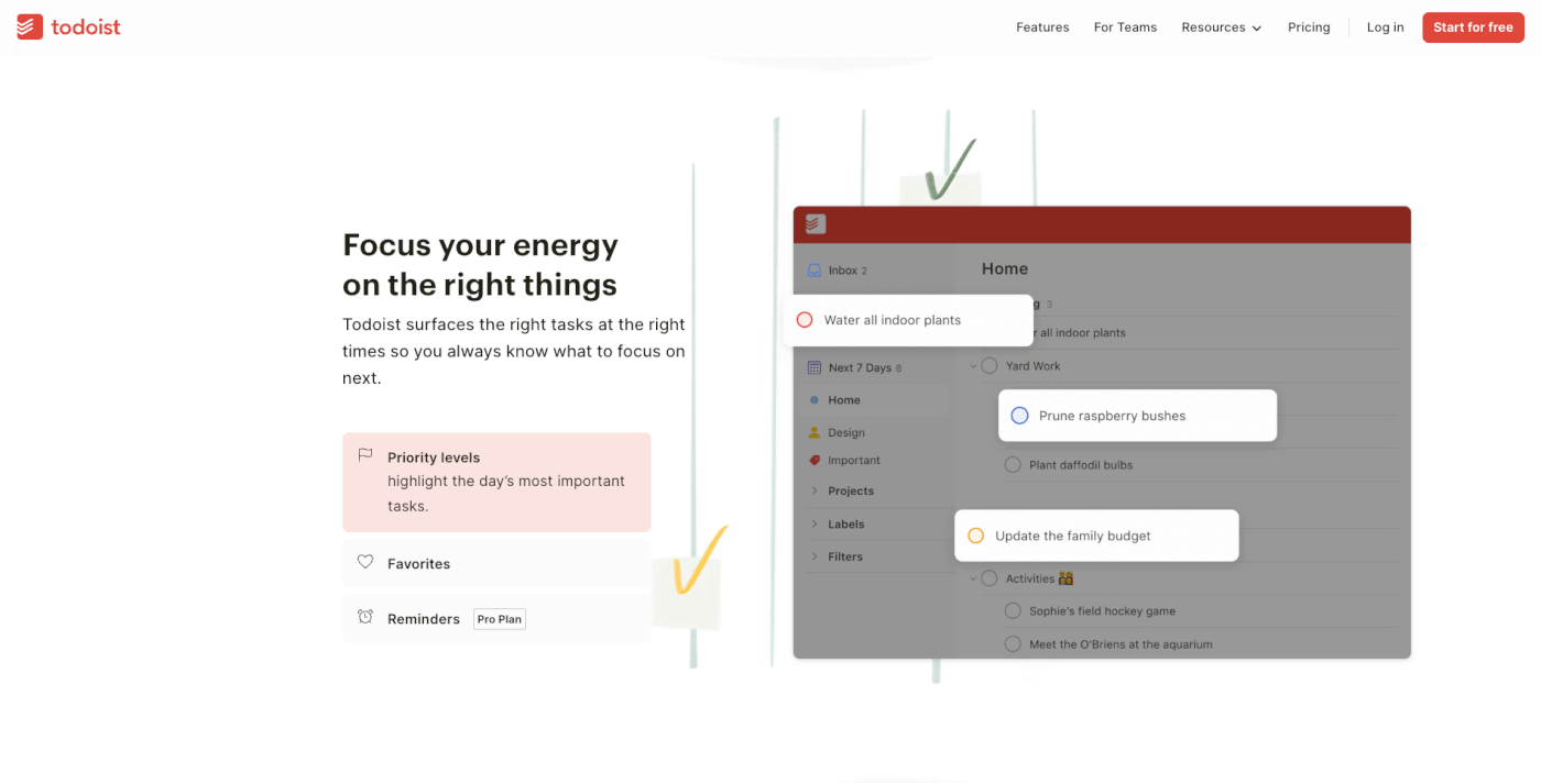 Todoist user interface.