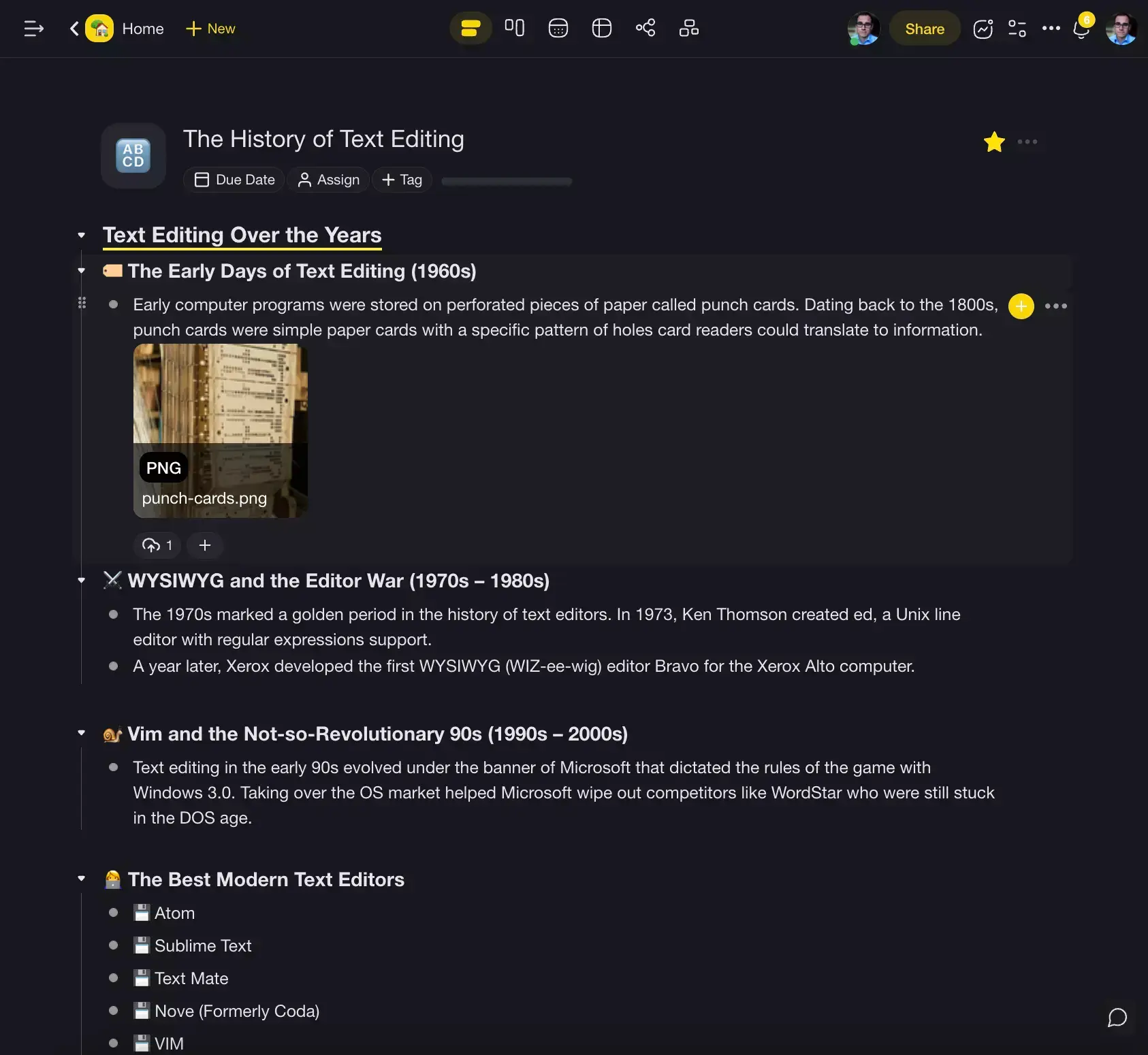 Outline tree structure.