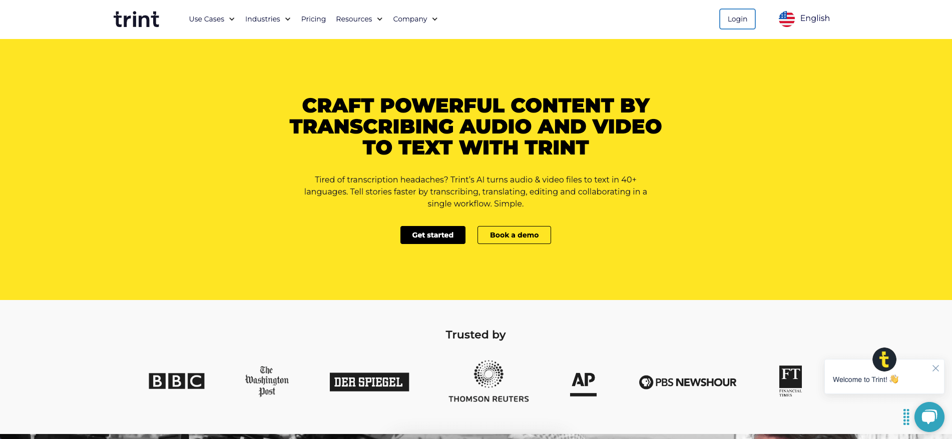 Trint user interface.
