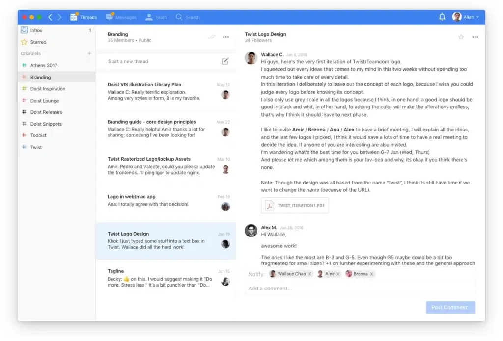 Twist user interface.