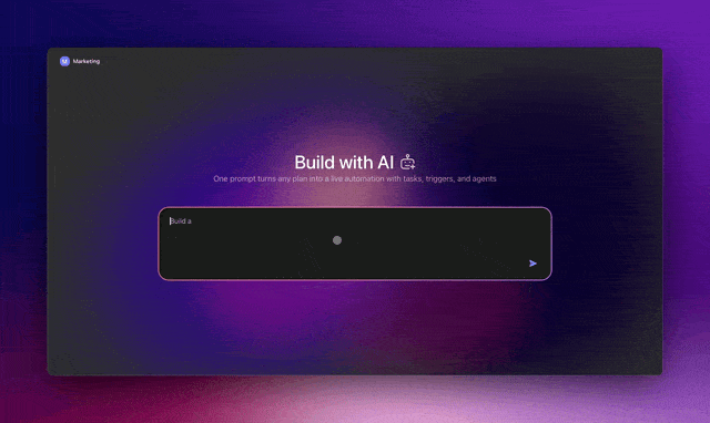 Screen recording of Taskade’s Workflow Generator using natural language prompts to generate and edit automation workflows.