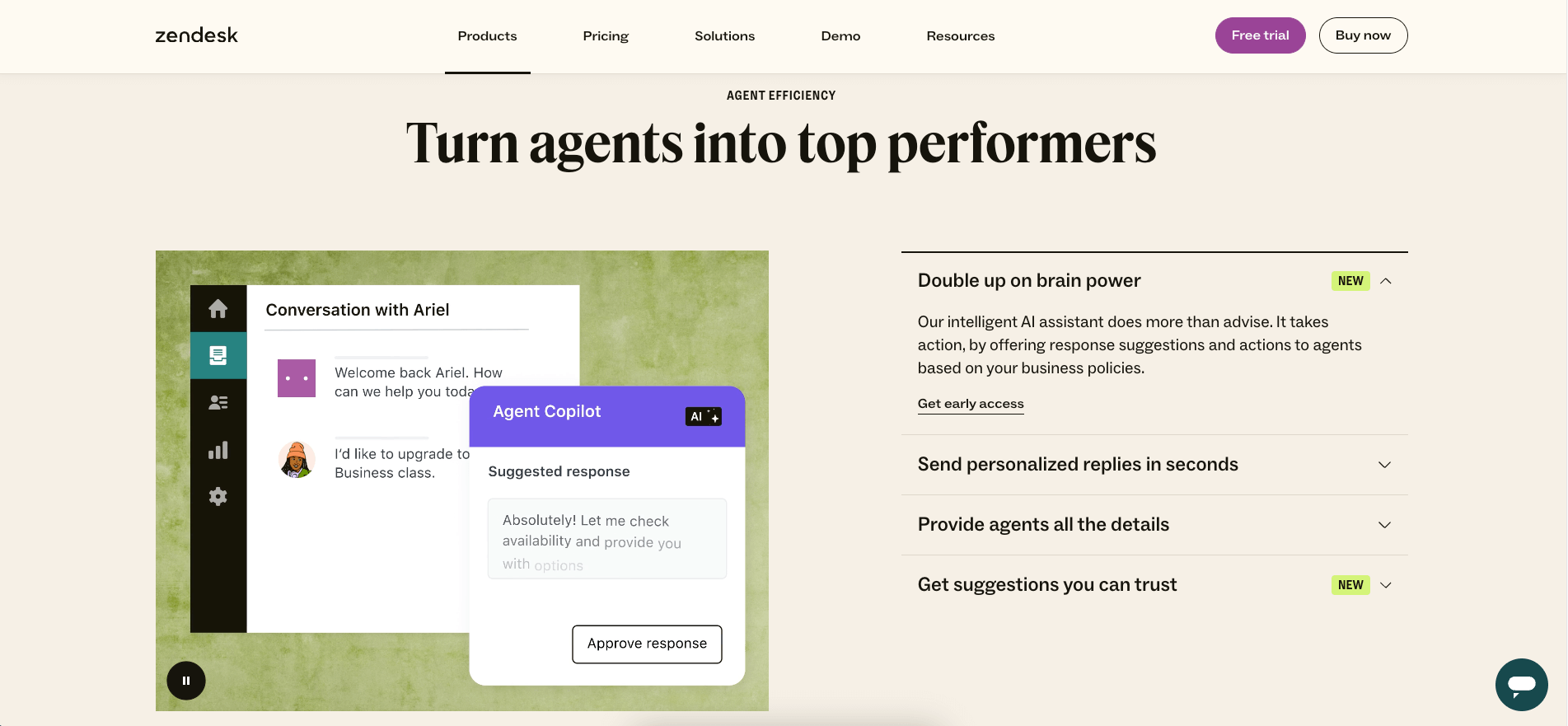 Zendesk user interface.