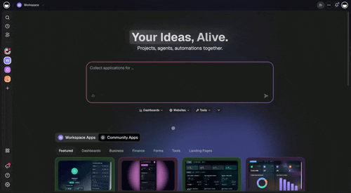 Taskade Community apps and Workspace DNA in action.