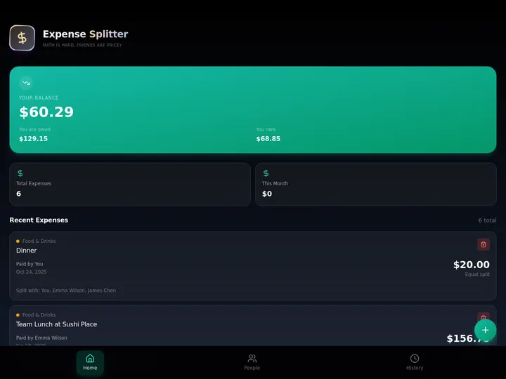 Expense Splitter — solo finance ops