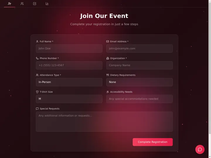 Event Management Portal — run classes, events, and member sign-ups in one place, built with Taskade Genesis