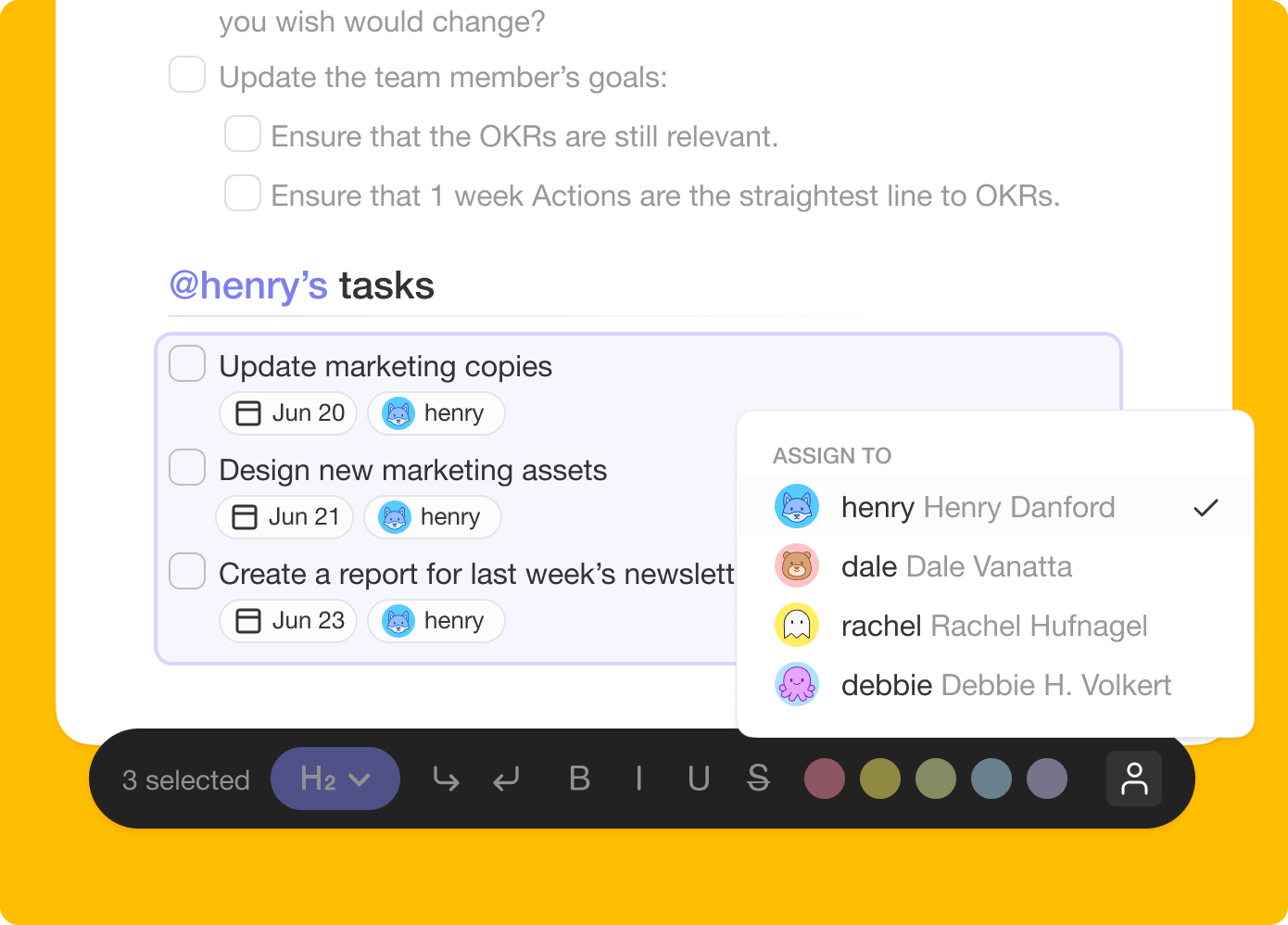 assign tasks taskade