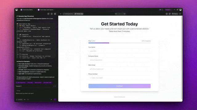 EVE calling email and Slack tools during a Genesis app build