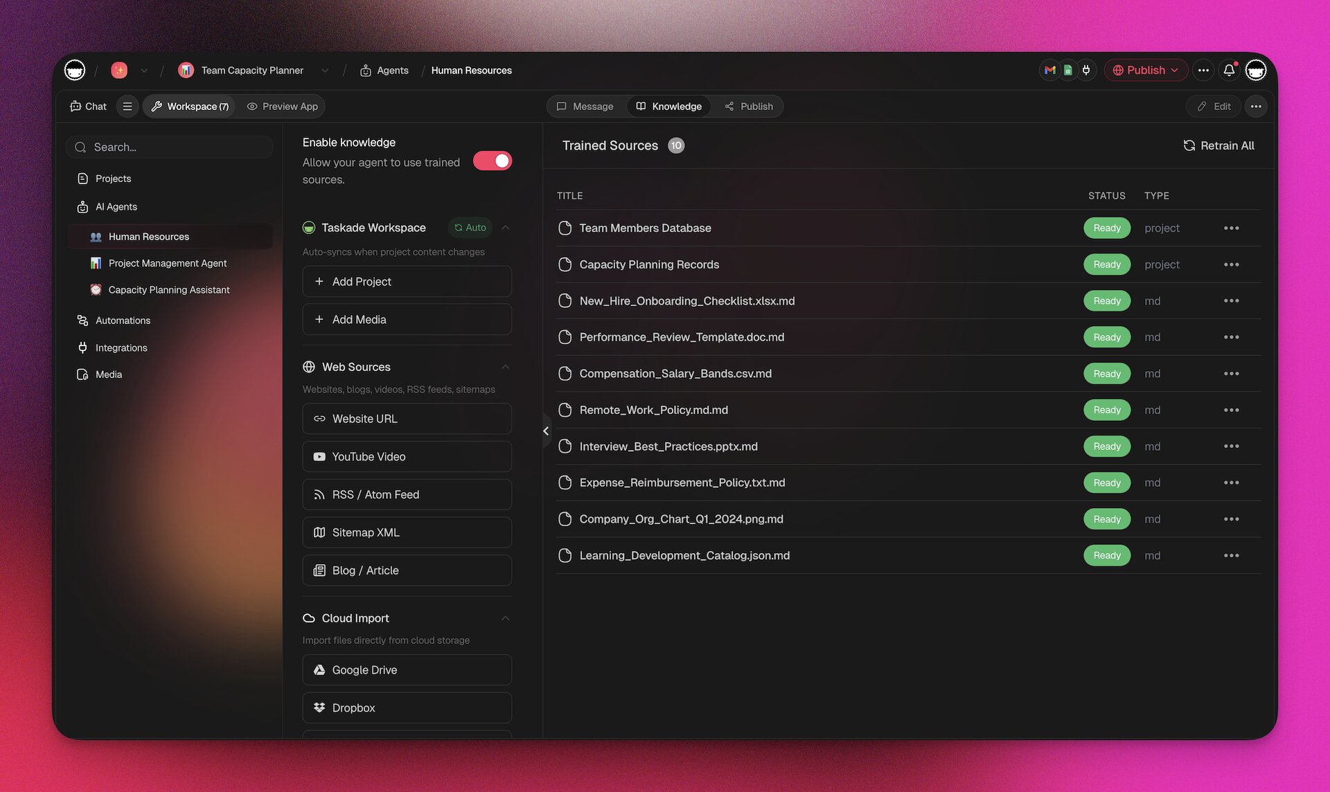 Agent Training Interface