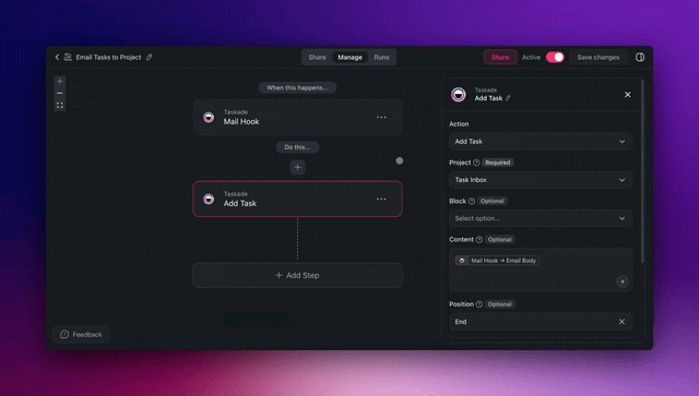 Taskade automation workflows