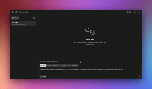 Taskade AI agents in action — orchestration mode with multi-agent collaboration