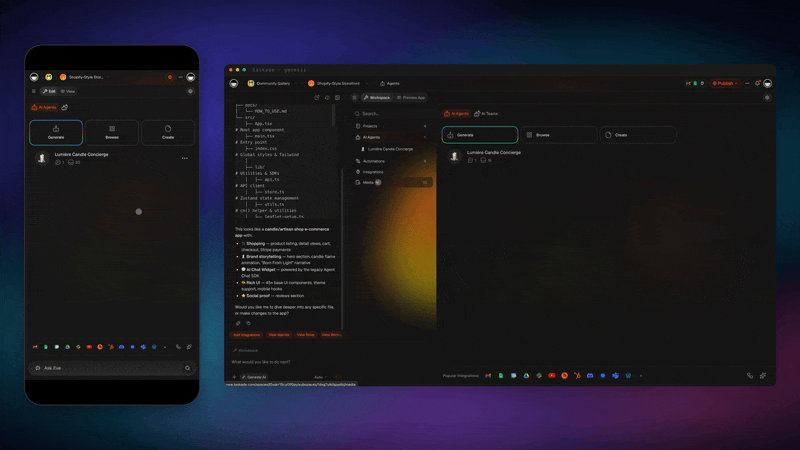 Taskade model catalog selection demo on desktop and mobile