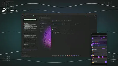 Taskade Neon Task Manager with smart priority ranking and focus mode