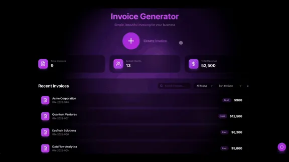 An invoice tracker running as a live app: records persist in workspace memory while agents and automations act on them