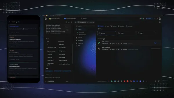 A workspace memory knowledge graph connecting projects, agents, and automations — how AI app builders with memory persist context in 2026